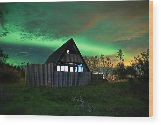 Aurora Wood Print featuring the photograph Lights in the Country by Christopher Mathews