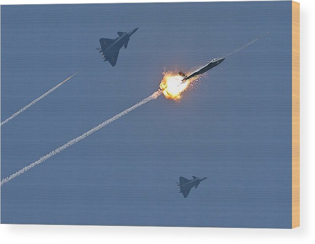 Lmt Wood Print featuring the digital art Lockheed LMT AIM-9X Downing J-20s by Custom Aviation Art