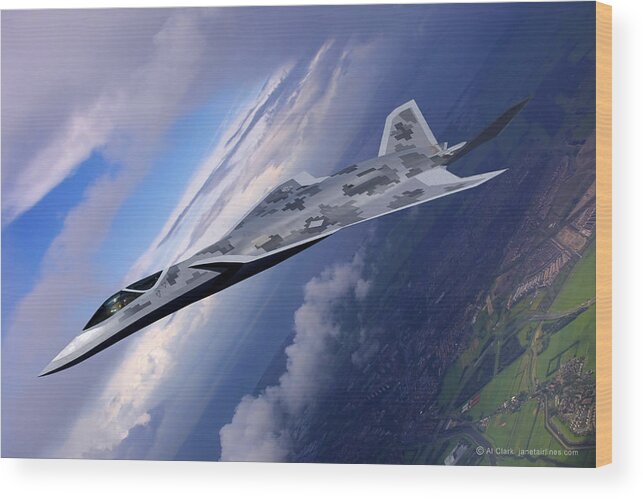Lmt Wood Print featuring the digital art Lockheed LMT Raven II Vertical Climb by Custom Aviation Art