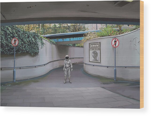 Astronaut Wood Print featuring the painting London Oasis by Scott Listfield