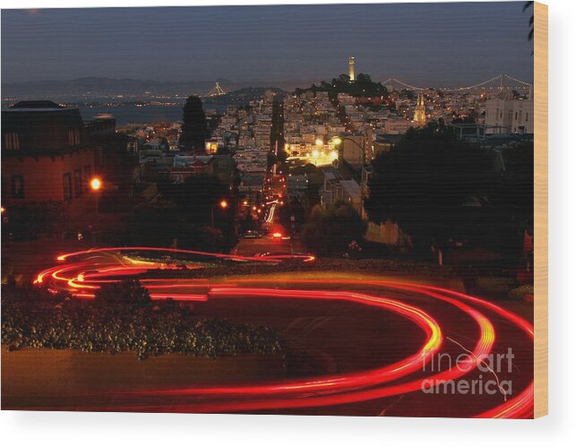 Sf Wood Print featuring the photograph Looking Down the Curvy Street by Tony Lee