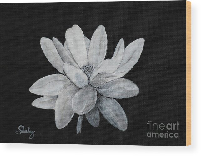Flower Wood Print featuring the painting Lotus by Shirley Dutchkowski