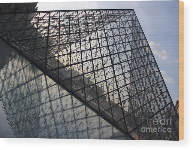 Paris Wood Print featuring the photograph Louvre Glass Pyramid by Wilko van de Kamp Fine Photo Art