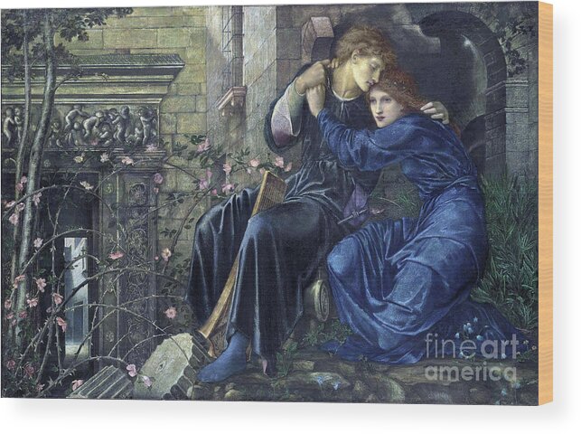 Pre-raphaelite Wood Print featuring the painting Love among the Ruins 1870 by Edward Coley Burne Jones