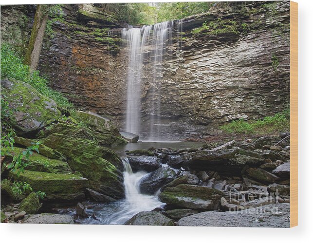 Lower Piney Falls Wood Print featuring the photograph Lower Piney Falls 18 by Phil Perkins