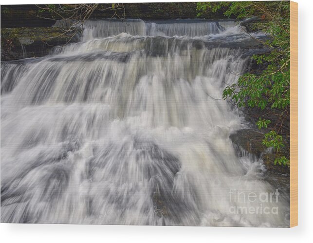 Lower Piney Falls Wood Print featuring the photograph Lower Piney Falls 6 by Phil Perkins