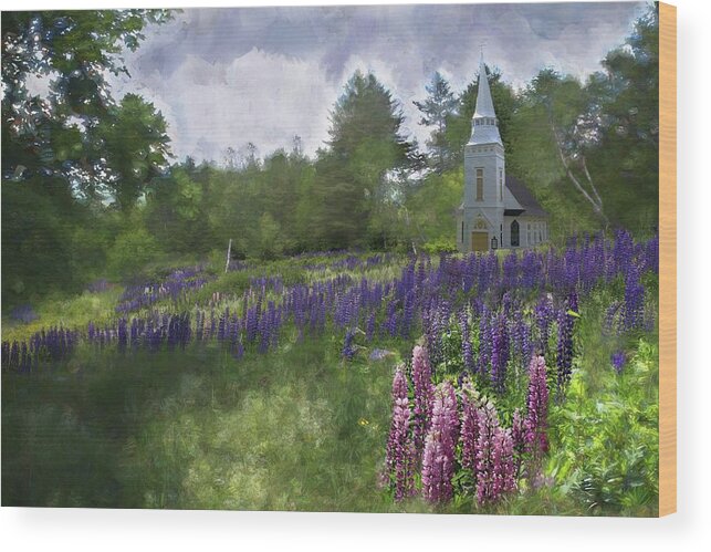 Chapel Wood Print featuring the photograph Lupine Chapel on Birch Street by Wayne King
