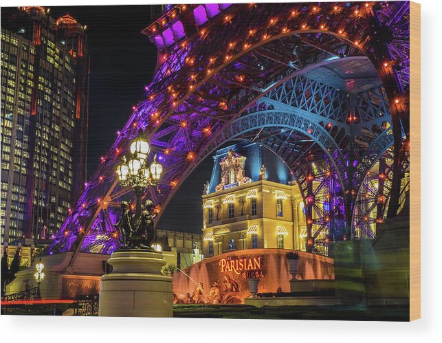 Hotel Wood Print featuring the photograph Macau at Night by Arj Munoz