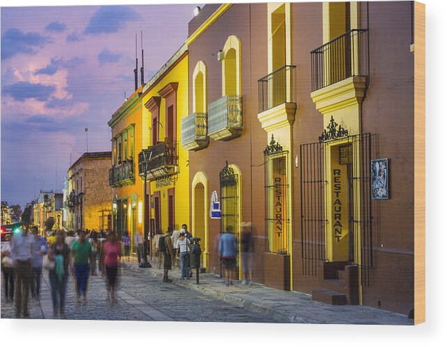 People Wood Print featuring the photograph Macedonio Alcala Street in Oaxaca by Gonzalo Azumendi