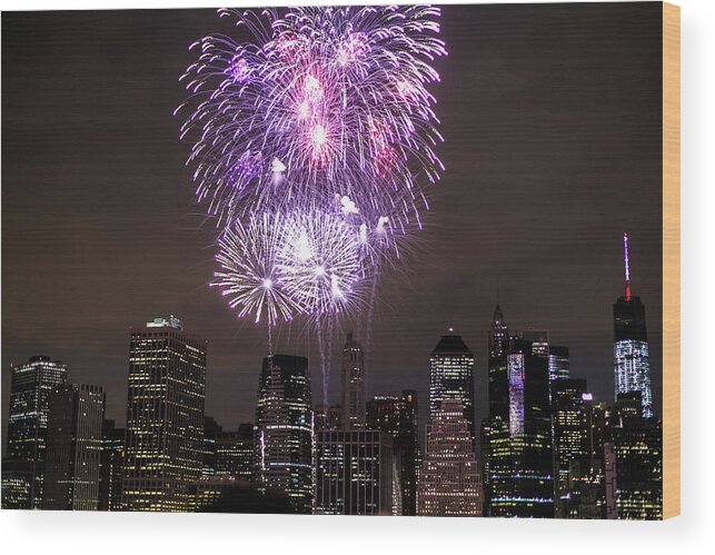 Holiday Wood Print featuring the photograph Macy´s Fireworks 4th of July in NY by A6u3ad
