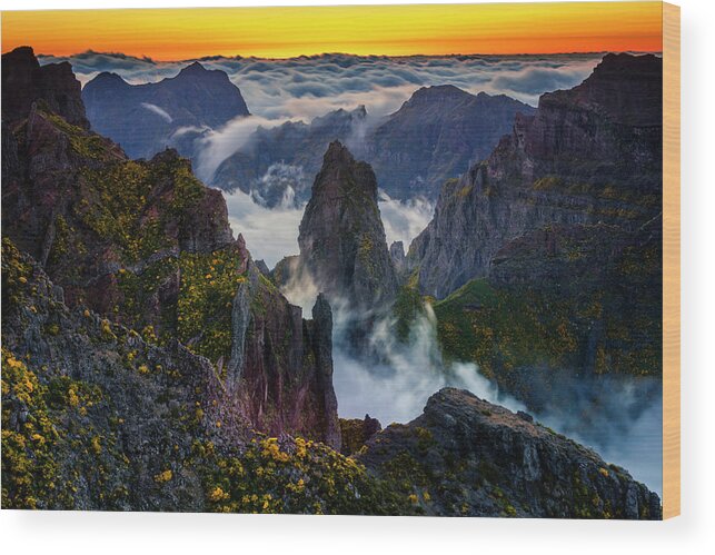 Madeira Wood Print featuring the photograph Madeira Peaks by Evgeni Dinev