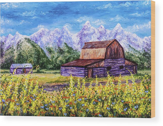 Barn Wood Print featuring the painting Majestic Serenity by Bari Rhys