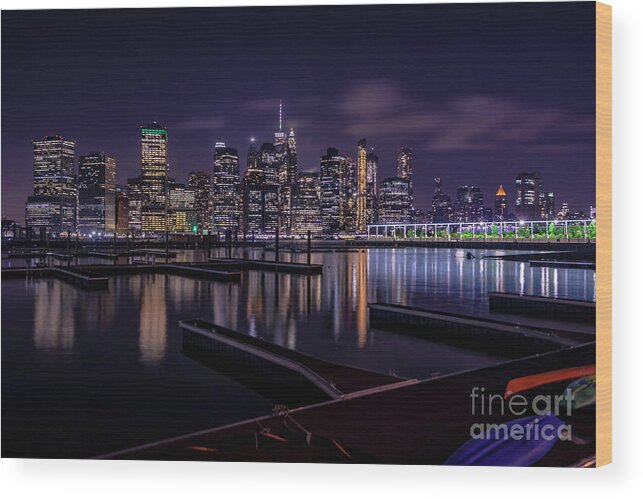 2019 Wood Print featuring the photograph Manhattan At Night by Stef Ko