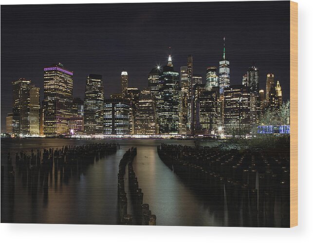 Manhattan Wood Print featuring the photograph Manhattan Lights by Kevin Plant