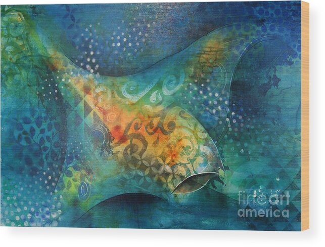 Manta Wood Print featuring the painting Manta Ray by Reina Cottier