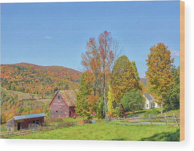 Maple Grove Farm Wood Print featuring the photograph Maple Grove Farm Vermont Fall Colors by Juergen Roth