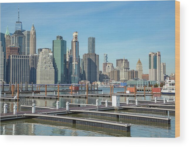 Brooklyn Bridge Park Wood Print featuring the photograph Marina Slips by Cate Franklyn