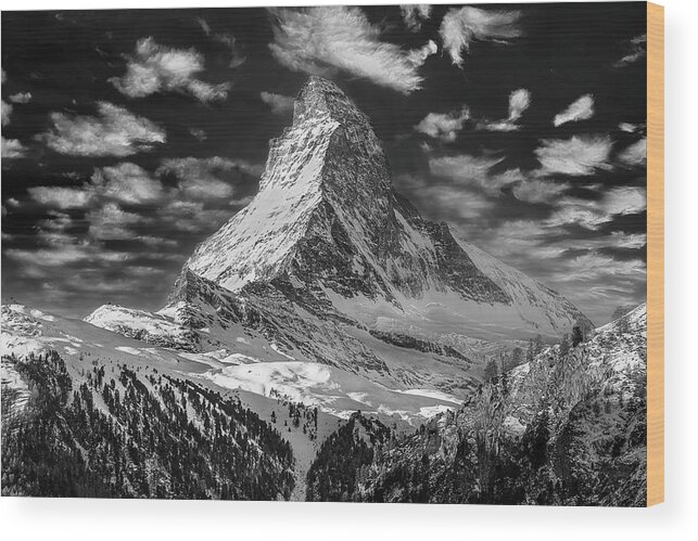 2015 Wood Print featuring the photograph Matterhorn in the Clouds by Don Hoekwater Photography