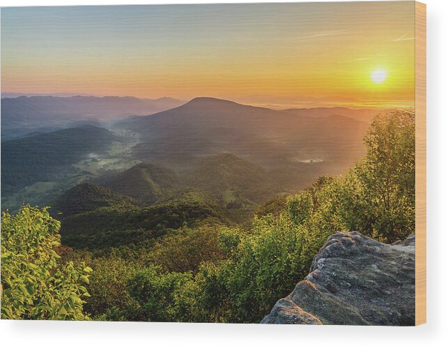 Mcafee Knob Wood Print featuring the photograph McAfee's View by SC Shank