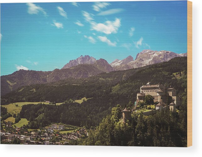 Reconstruction Wood Print featuring the photograph Medieval Hohenwerfen Castle by Vaclav Sonnek