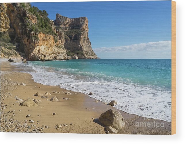 Mediterranean Wood Print featuring the photograph Mediterranean sunlight on the dream beach by Adriana Mueller