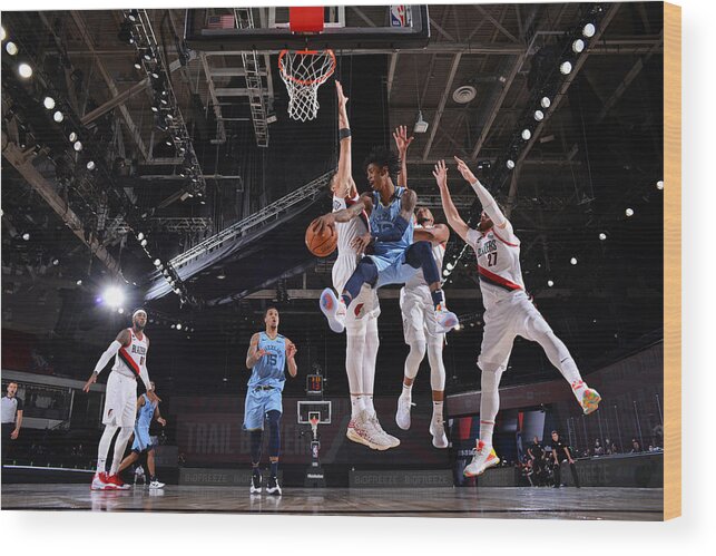 Ja Morant Wood Print featuring the photograph Memphis Grizzlies v Portland Trail Blazers by Jesse D. Garrabrant