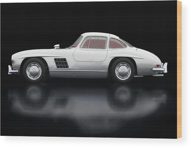 300sl Wood Print featuring the photograph Mercedes 300 SL Gullwings Lateral View by Jan Keteleer