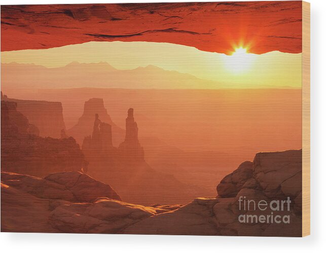 Mesa Arch Wood Print featuring the photograph Mesa Arch at Sunrise by Neale And Judith Clark