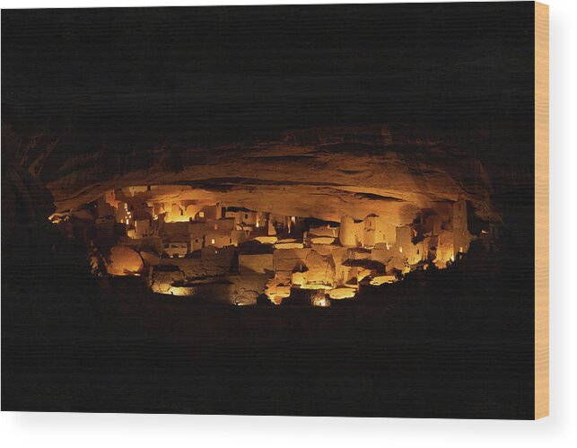 Luminaries Wood Print featuring the photograph Mesa Verde Luminaries by Jen Manganello