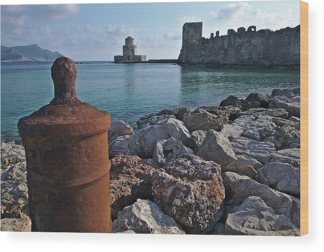 Methoni Wood Print featuring the photograph Methoni Lighthouse and Harbor by Sean Hannon
