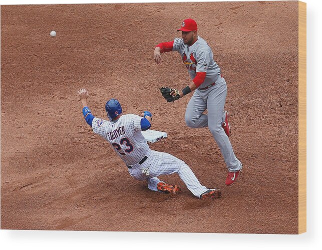 St. Louis Cardinals Wood Print featuring the photograph Michael Cuddyer and Jhonny Peralta by Mike Stobe