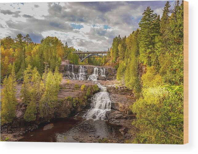 Waterfall Wood Print featuring the photograph Middle Falls in Autumn by Susan Rydberg