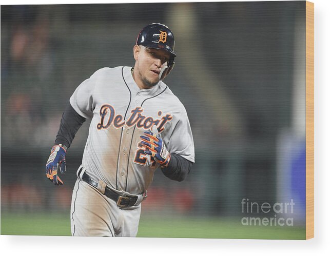 Three Quarter Length Wood Print featuring the photograph Miguel Cabrera by Mitchell Layton