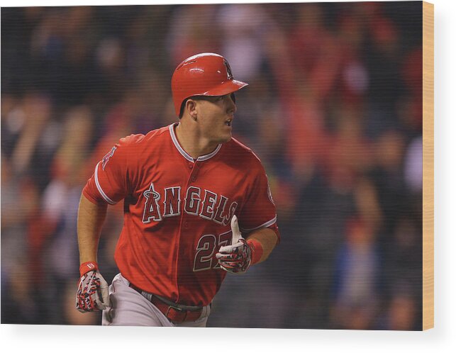 People Wood Print featuring the photograph Mike Trout by Justin Edmonds