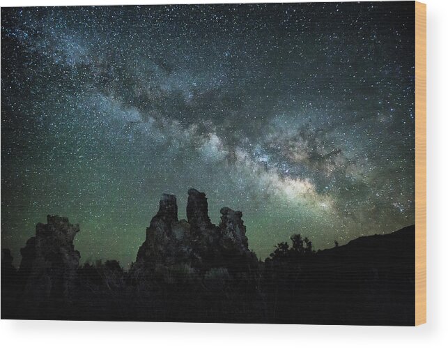 Milky Way Wood Print featuring the photograph Milky Way Over the Tufas by Cheryl Strahl