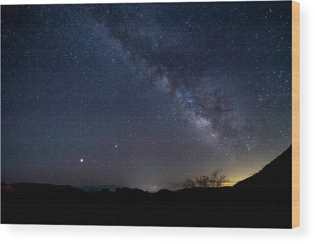  Wood Print featuring the photograph Milky Way with Jupiter and Saturn by Al Judge