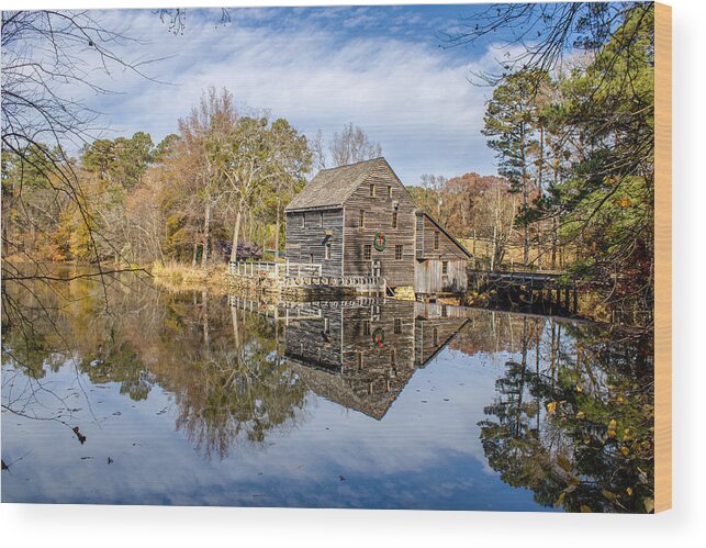 Reflection Wood Print featuring the photograph Mill holiday reflection by Rick Nelson