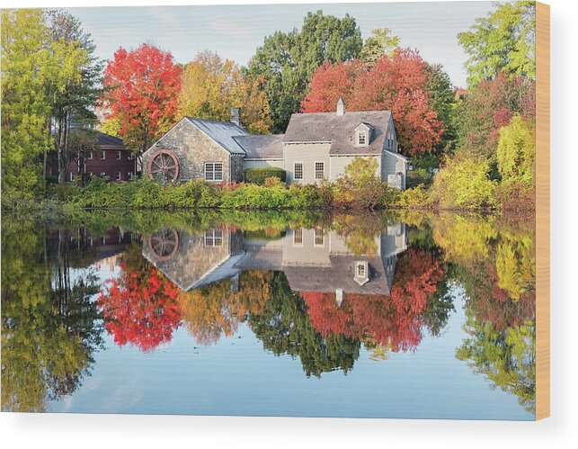 Landscape Wood Print featuring the photograph Mill Reflection by Betty Denise