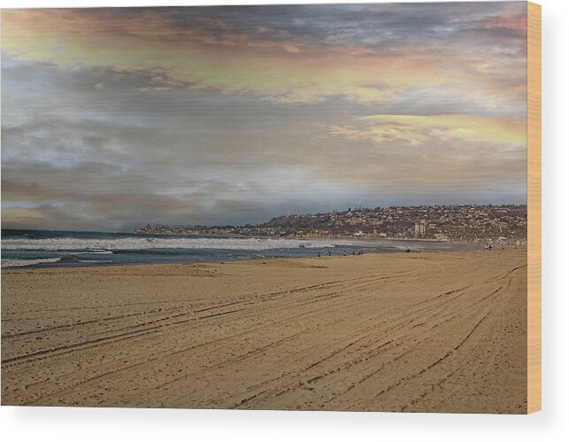 Beach Wood Print featuring the photograph Mission Beach Gold by Alison Frank