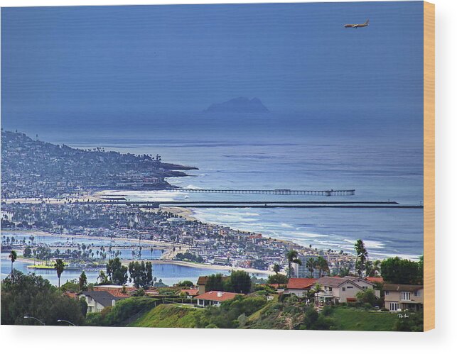 Aerial Wood Print featuring the photograph Mission to Ocean Beach Pier to Mexico's Coronado Island by Russ Harris