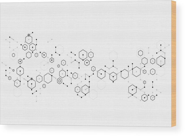 Research Wood Print featuring the drawing Molecular Formula Abstract by Amtitus