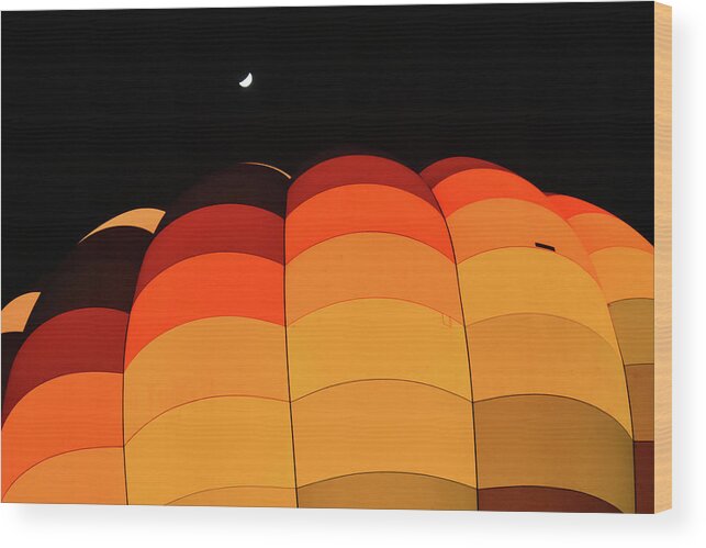 Hot Air Balloon Wood Print featuring the photograph Moon and Balloon by D Patrick Miller