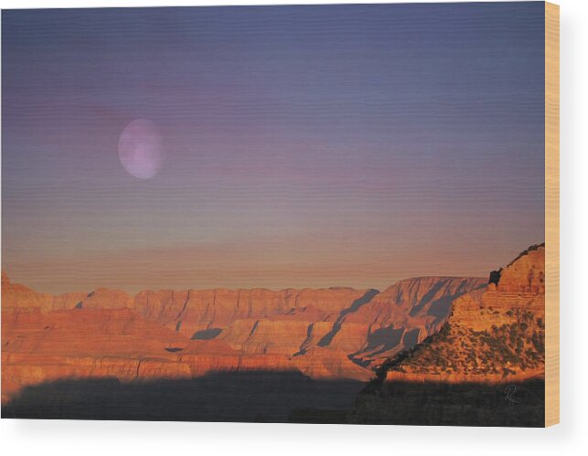 Fine Art Wood Print featuring the photograph Moonrise Over the South Rim by Robert Harris