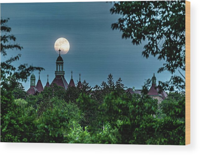 Dunwoodie Wood Print featuring the photograph Moonrise over Yonkers by Kevin Suttlehan