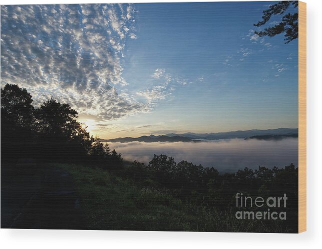 Road Wood Print featuring the photograph Morning on the Foothills Parkway 5 by Phil Perkins