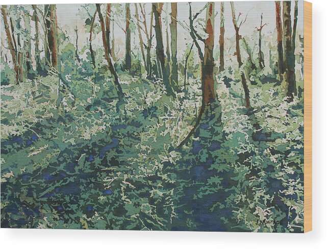 Forest Wood Print featuring the painting Morning Shadows by Jenny Armitage