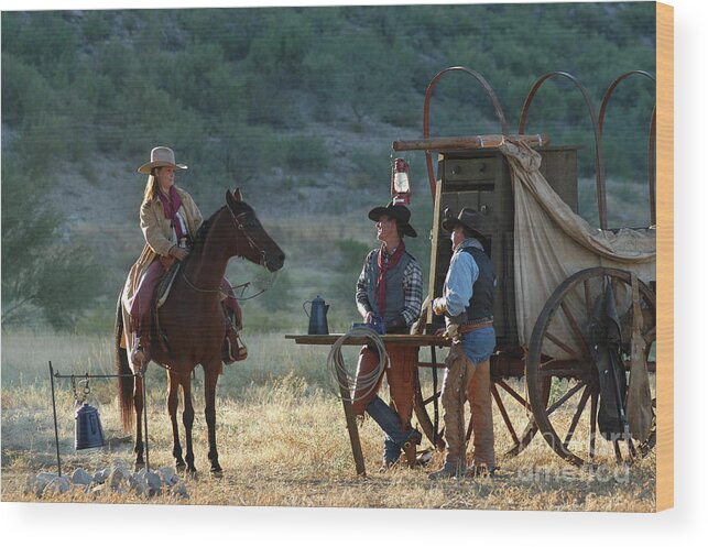 Western Wood Print featuring the photograph Morning visit by Jody Miller