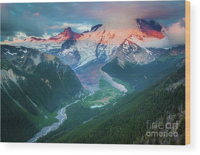 America Wood Print featuring the photograph Mount Rainier and White River by Inge Johnsson