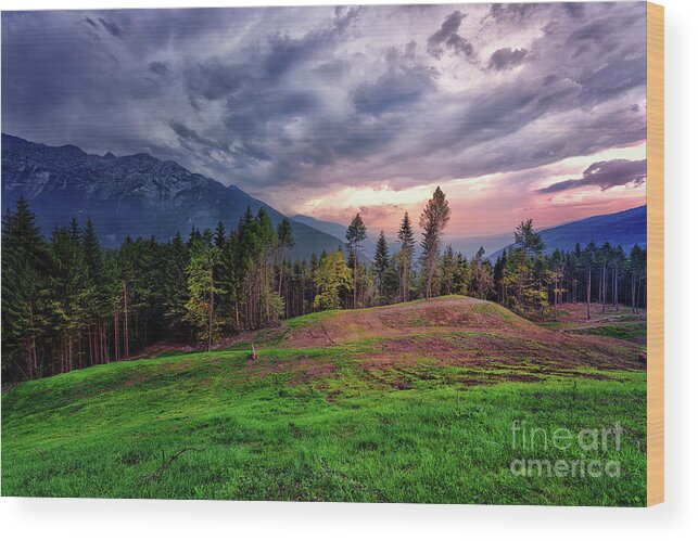 Panorama Wood Print featuring the photograph Mountain panorama by The P