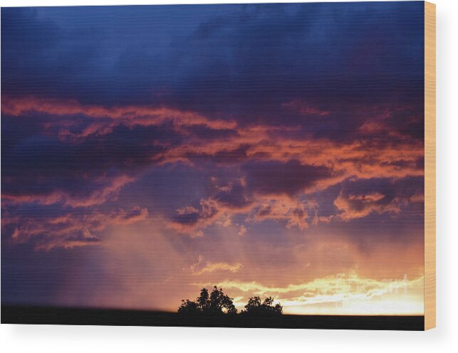 Dramatic Clouds Formation Wood Print featuring the photograph Mountain Stormy Sky Sunset in Colorado by Patricia Awapara